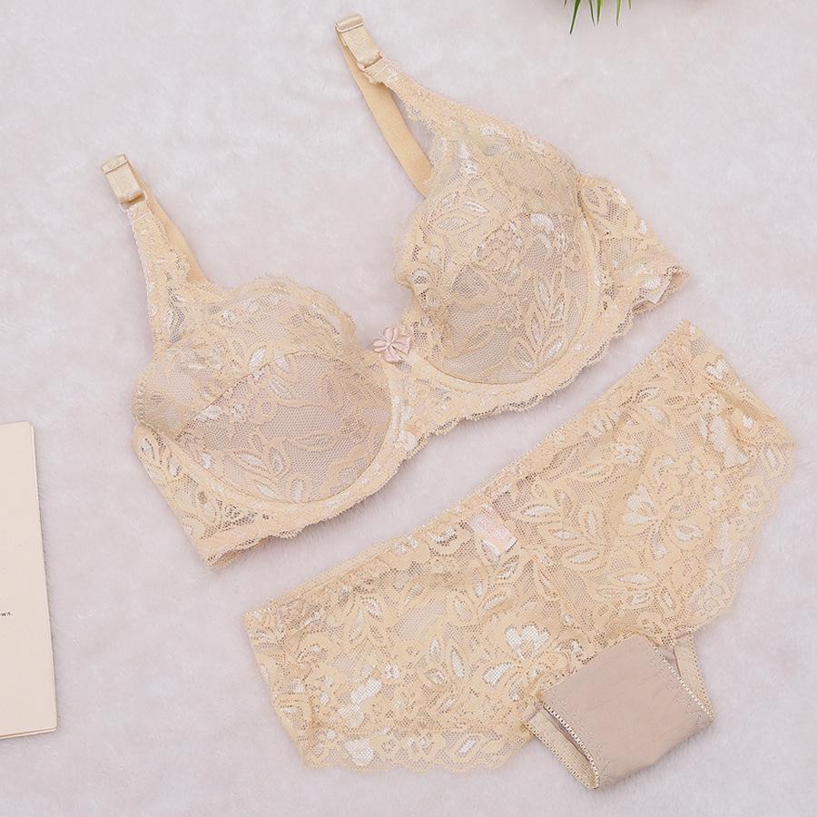 European Style Plus Size Ultra-Thin Lace Underwire Bra Set - Sexy, Transparent, Comfortable Sleepwear