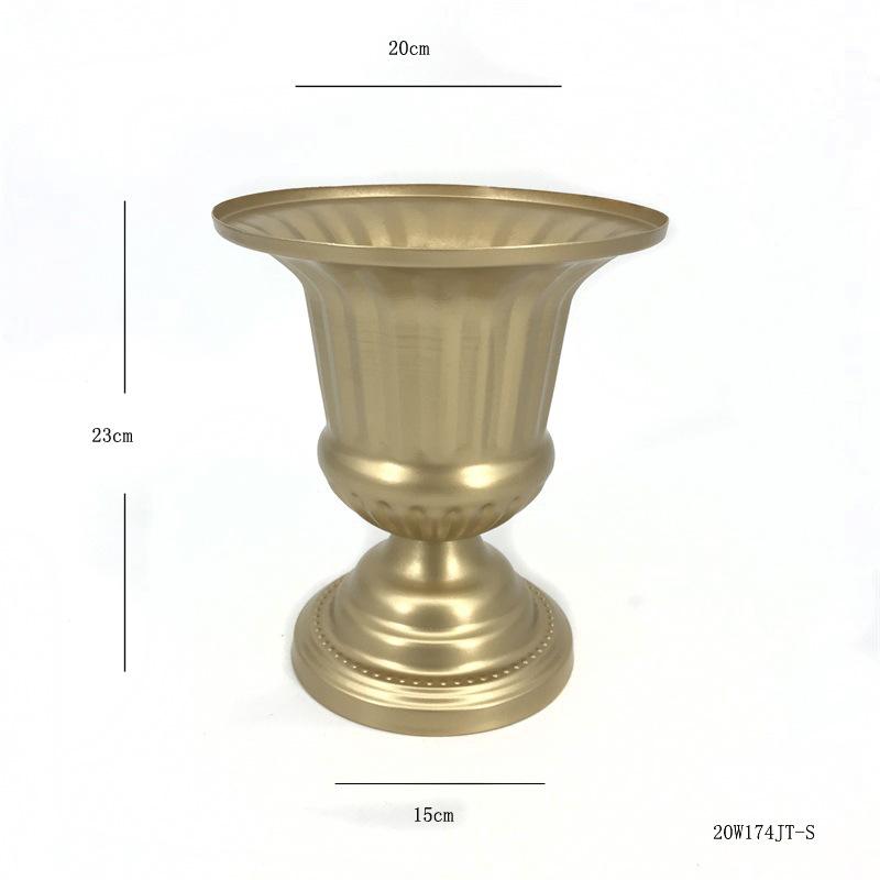 Antique Look Metal Flower Pot - Wedding Table Centerpiece Dried Flower Holder for Home Decor Vintage Style Photo Shoot Accessory