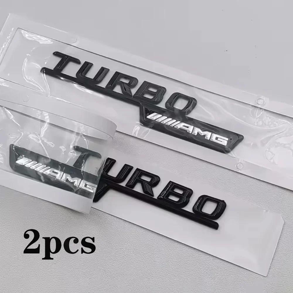 

TURBO 4MATIC Plus Car Emblem Side Fender Badge Sticker Logo For Mercedes Benz AMG X247 C117 W117 GLE53 GLA45 A45 A35 CLA35 CLA45 2pcs