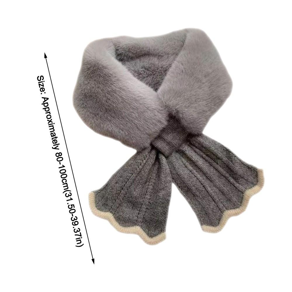 Comfortable Faux Rabbit Hair Winter Scarf Thick Soft Knit Scarf Windproof Silky Neck Guard Scarves Outdoor Neckwear