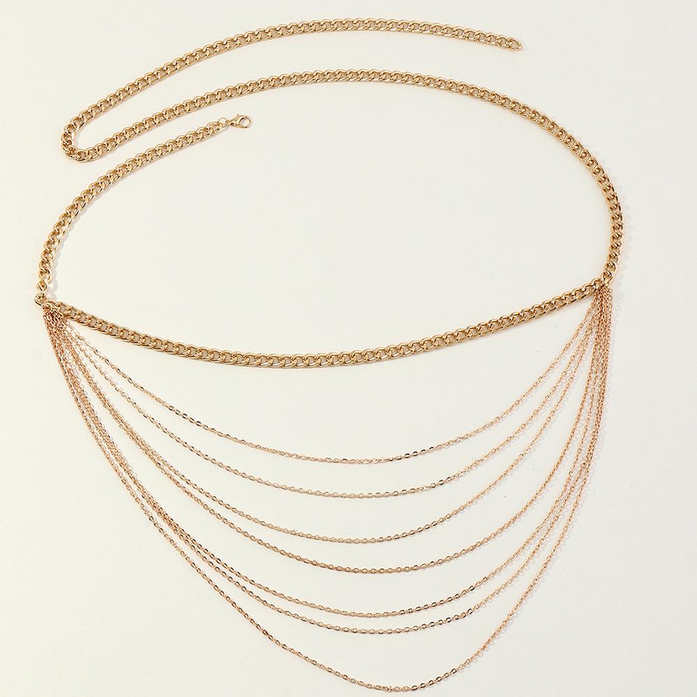 Versatile Multi-layer Simple Chain Body Chain Female, Retro Sexy Punk Metal Waist Chain
