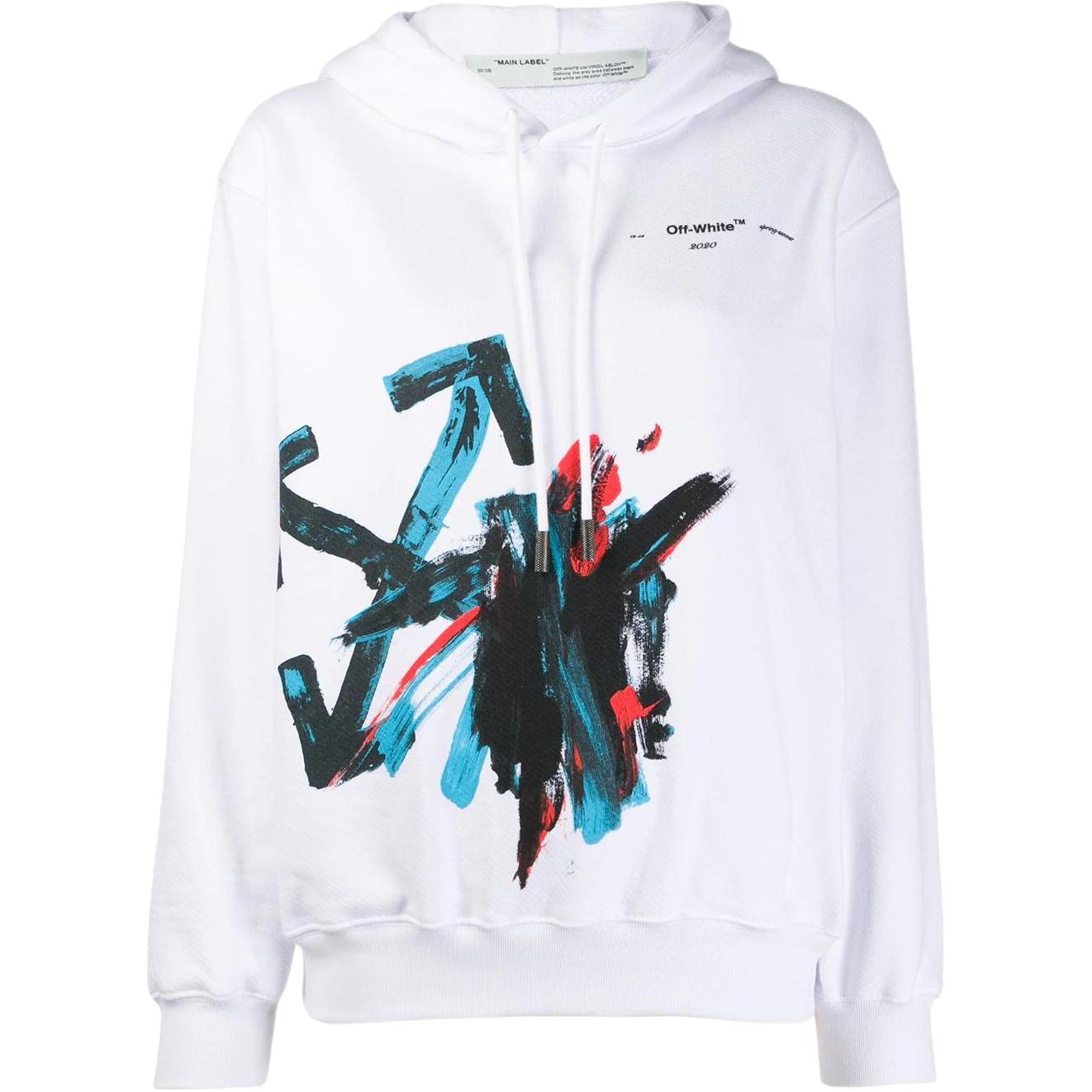 Off-White Толстовка с капюшоном Brush Arrow большого размера, белая, женская, топы OWBB032R20F301280130 M
