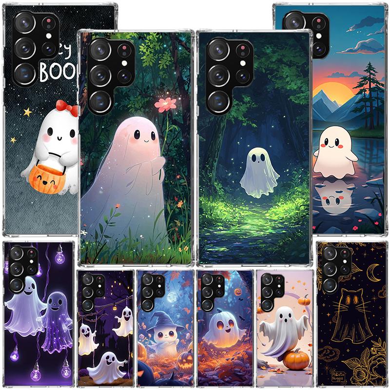 Cute Halloween Ghost Phnoe Case for Samsung Galaxy S26 S25 Edge S23 S24 Ultra S22 Plus S21 S20 FE Unique Cover Soft Coque Galaxy