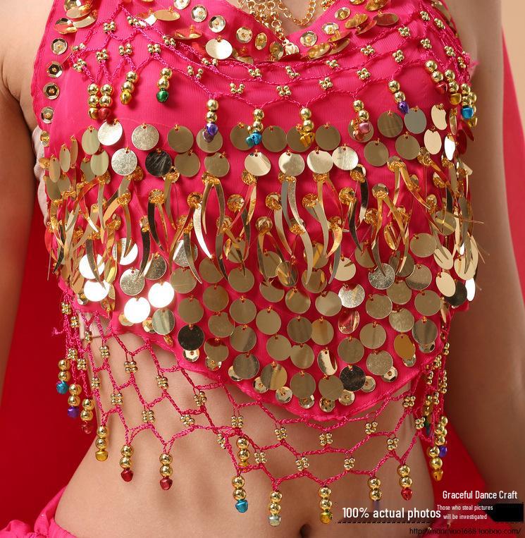 Adult Indian Dance Top - Autumn/Winter Belly Dance Performance Costume One Size топ розово-красный