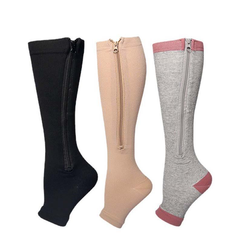 Women's Open-Toe Compression Zipper Socks for Leg Shaping & Sports