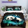 3-teiliges Mondnacht-Panda-Bettwäscheset - Enthält Bettbezug und Kissenbezüge, Geeignet für alle Jahreszeiten, Maschinenwaschbar - Ideales Geschenk für Familie