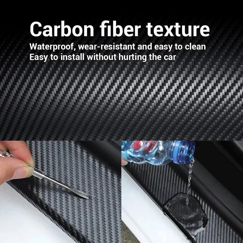 3D Carbon Fiber Car Sticker Paste Protector Strip DIY Automotive Protective Film Auto Door Sill Side Mirror Anti Scratch Tape