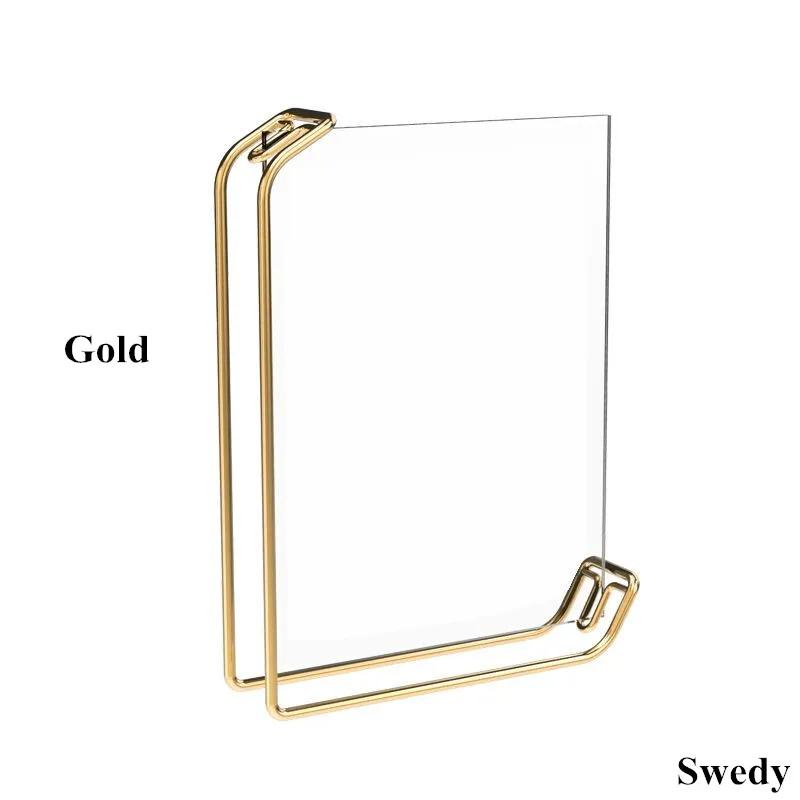 

6 дюймов 105x150 мм Акриловый держатель для таблички Меню Бумага Прайс-лист Рамка для постера Подарок на рождение ребенка Свадебный подарок Металлическая подставка для отображения фотографий золотой