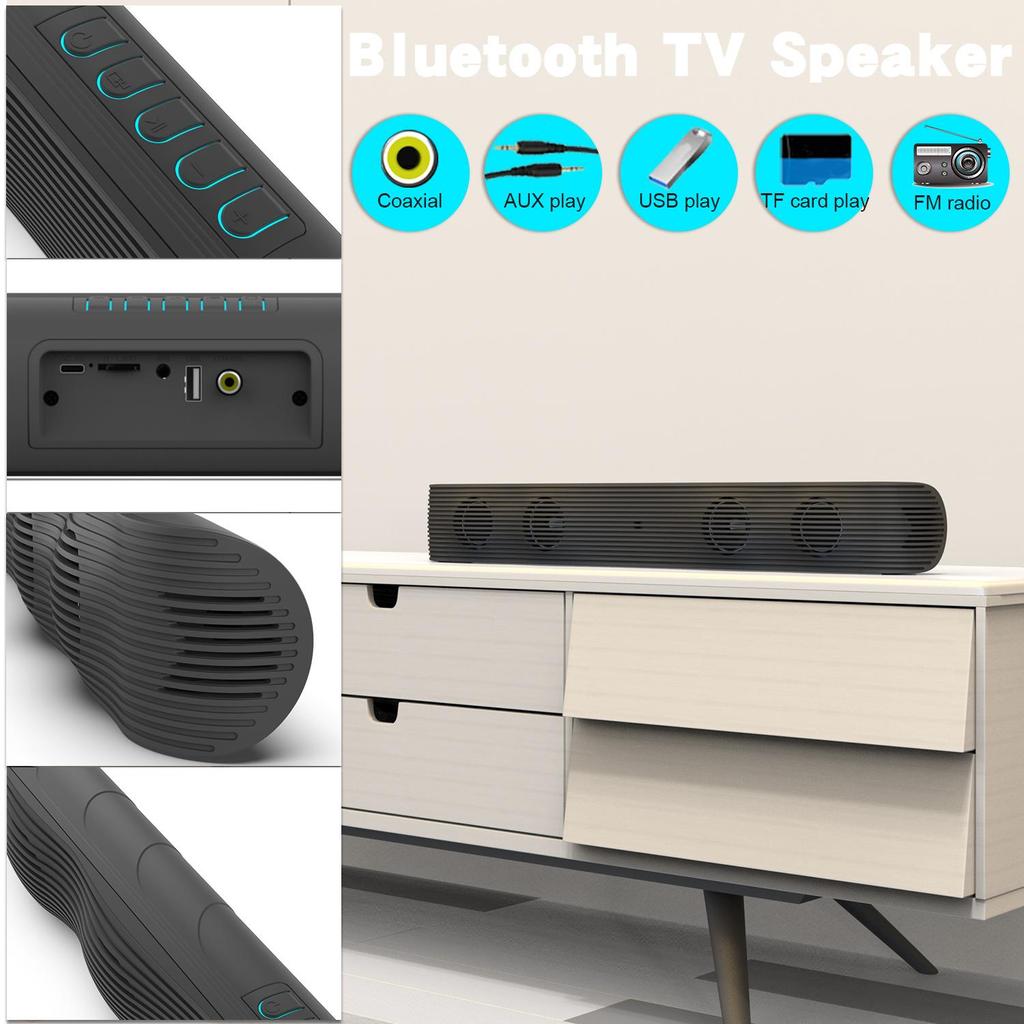 Wireless Bluetooth Sound Bar Speaker Wired Surround Stereo Home Theater TV System TF Card USB Play Remote Control Power Sound Speaker