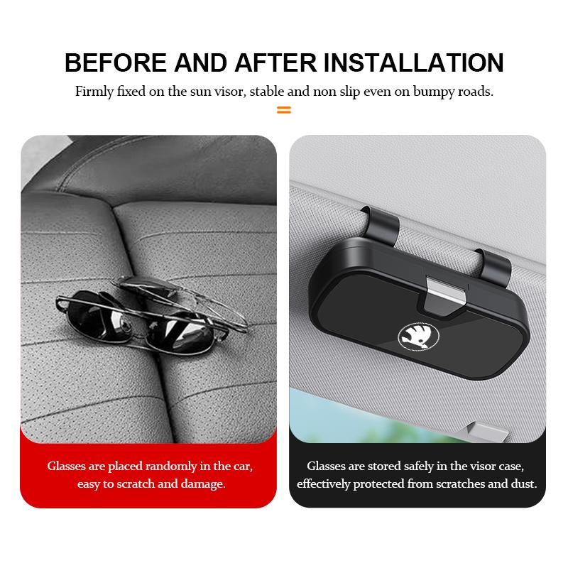 For Skoda Car Visor Glasses Case Sunglasses Box Eyeglasses Storage Accessories octavia a5 a4 mk1 2 fabia superb rapid mk3 yeti WE7