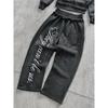 Bluza z kapturem Y2K Harajuku Punk Gotycka Luźna z haftowanym amerykańskim naszywką Casual Podwójny kaptur High Street Retro Sportowa Sui