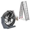Rampe de chargement en Alu max. 340 kg pliable pour scooter quad ATV + Bloque Roue Easy-Fix Béquille Avant à 21 Pouces gris