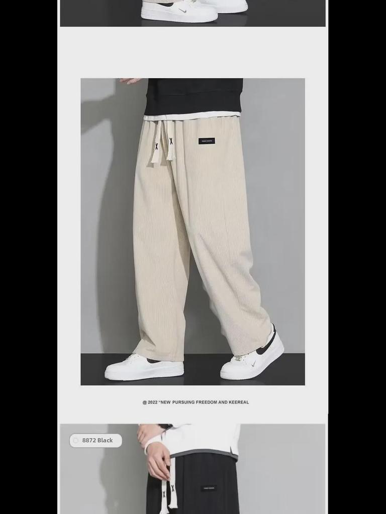Men's Autumn Heavyweight Japanese-Style Wide-Leg Sweatpants: Trendy Straight Casual Sports Pants