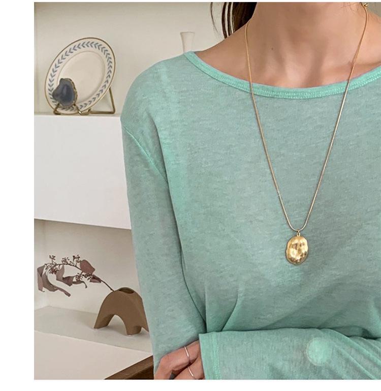 Women's Refreshing Mint Green Sheer Long-Sleeve Round Neck T-Shirt with Same-Day Shipping