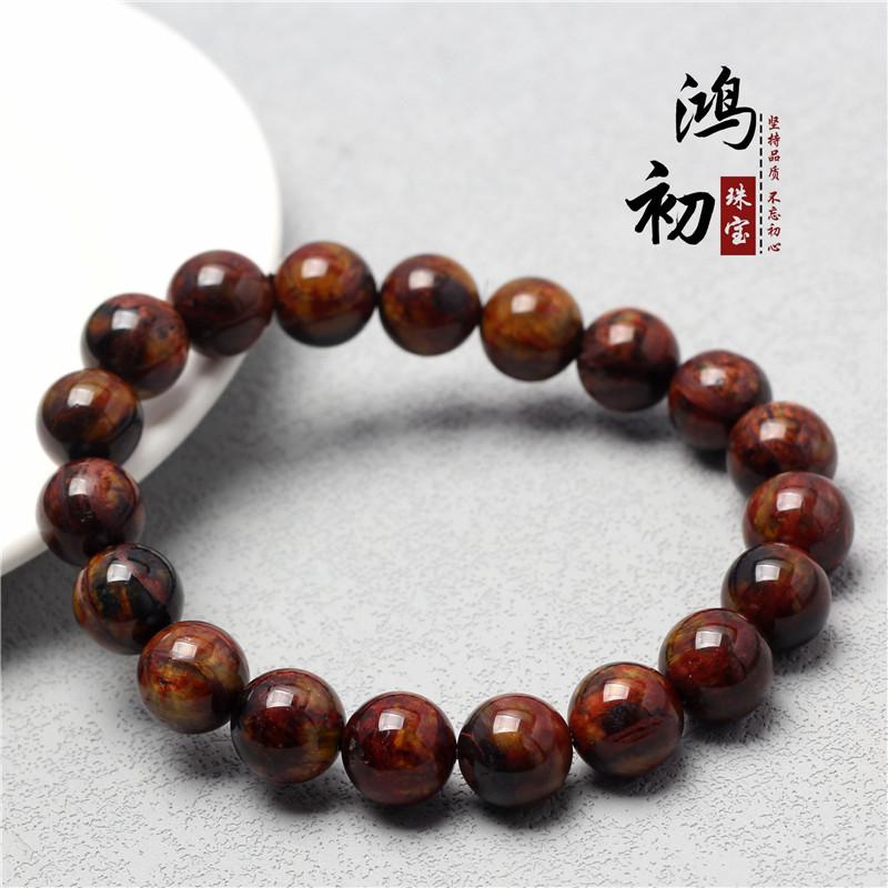 Hongchu Crystal Natural Gold Pietersite Bracelet Gold-colored Peter Stone Bracelet 9mm