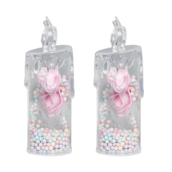 1Pc/2Pcs Eternal Flower Flameless Candles LED Flickering Pillar Candles Valentine's Day Night Light for Wedding Home Decor