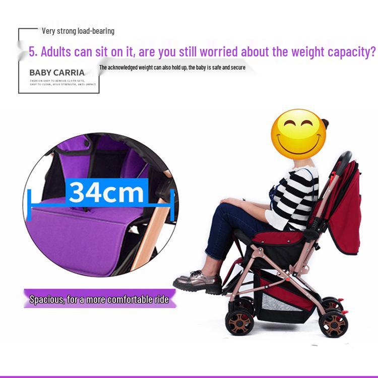 Lightweight, Foldable, Two-Way Baby Stroller with Four Wheels