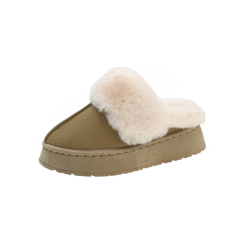 Fashion Winter Fluffy Women Cotton Slippers Warm Short Plush Non-slip Cozy Soft Fuzzy Snow Boots Indoor Fleece Lined Fur Platform Shoes