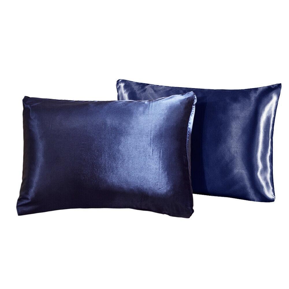 2Pcs Silk Satin Pillow Case Bedding Pillowcase Smooth Home with Envelope Closure Twin/Queen/King Size