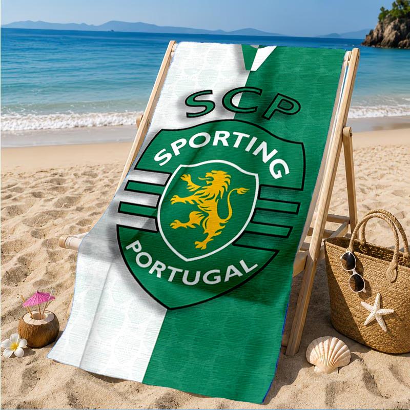 Asciugamano da Spiaggia con Stemma dello Sporting Cp, Asciugatura Rapida, Facile da Curare, Adatto Sia per il Fitness che per le Vacanze al Mare, Essenziale per lo Sport