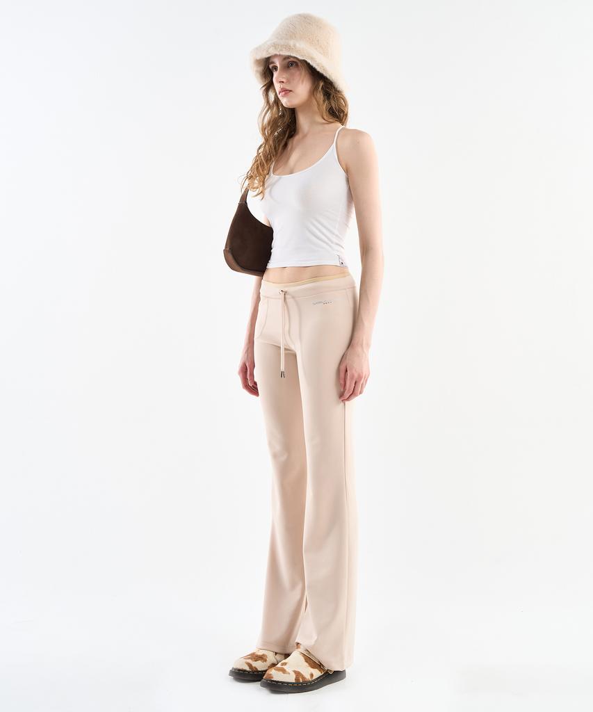 Woldeudillema Low-Waist Leggings Boot-Cut Pants (Cream)