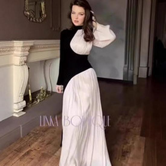 European Spring Fashion 2026: Off-the-Shoulder Print Long Sleeve Skirt Suit Women's Two-Piece Set