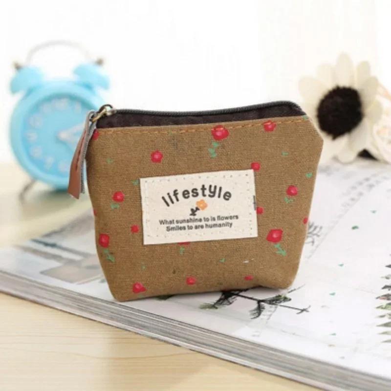 1 Pcs Pastoral Printing Cute Zero Wallet Source Creative Holding Coins Bag Data Cable Key Storage Bags Lovely Wallet