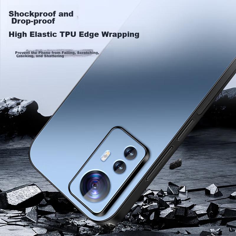 Xiaomi 12 Phone Case, Xiaomi 12X Protective Cover, AG Frosted Lens Full Protection Simple Anti-Drop XIAOMI Luxury Style 12S Outer Sapphire Blue