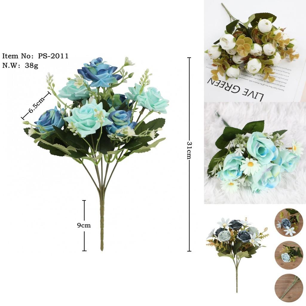 Realistic Rose Peony Artificial Flower Bouquet For Home Wedding Hotel Decoration Silk Material