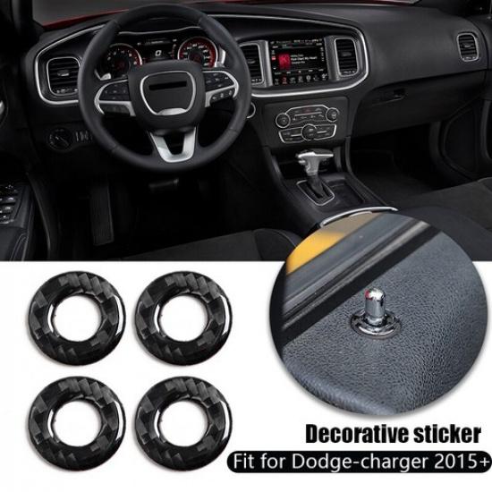 Car Door Lock Pin Ring Trim Covers For Dodge Charger 2015-2023 REAL Carbon Fiber