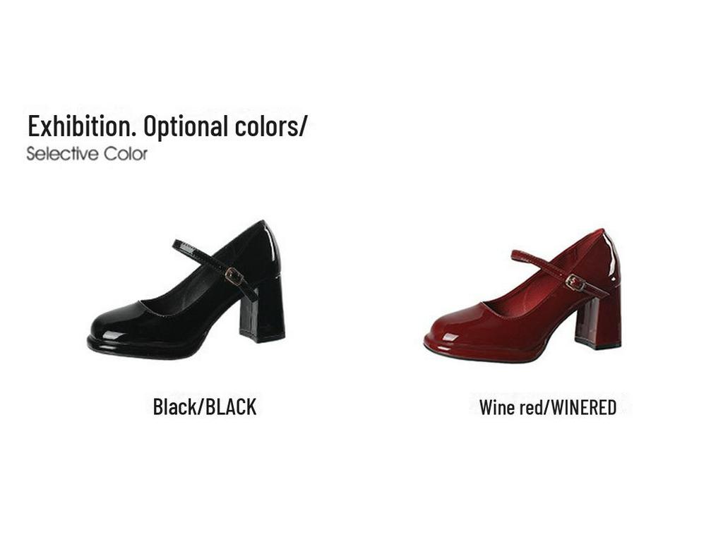 Plateau-High-Heels aus Rindsleder im Mary-Jane-Stil für Damen – wasserdicht, Retro, mit Schnallenriemen und dickem Absatz