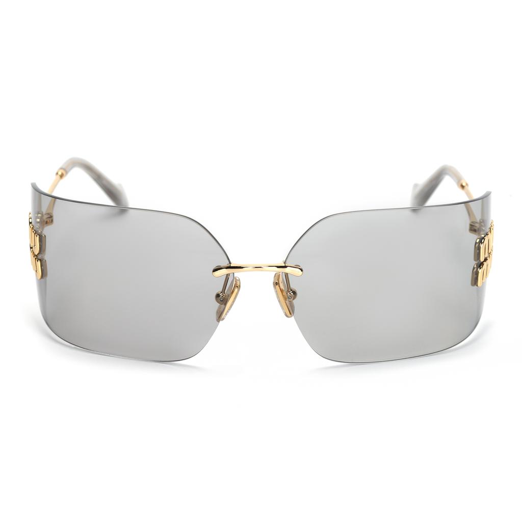 MIU MIU Letter Logo Thin Arm Alloy Irregular Shape Sunglasses Women Sunglasses Gold MU54YS5AK30B