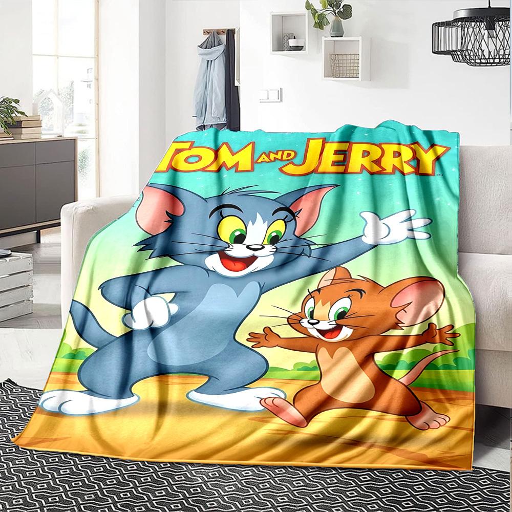 1pc Tom and Jerry Flannel Blanket Soft Warm Throw for Home, Office, Travel, All-Season Cozy Bedding Gift L1444