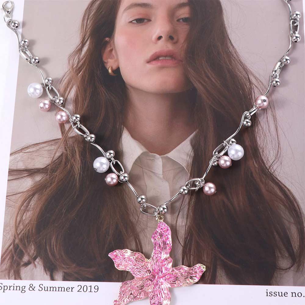 Bohemia Starfish Pendant Necklace Imitation Pearl Clavicle Chain Pearls Necklace  Women