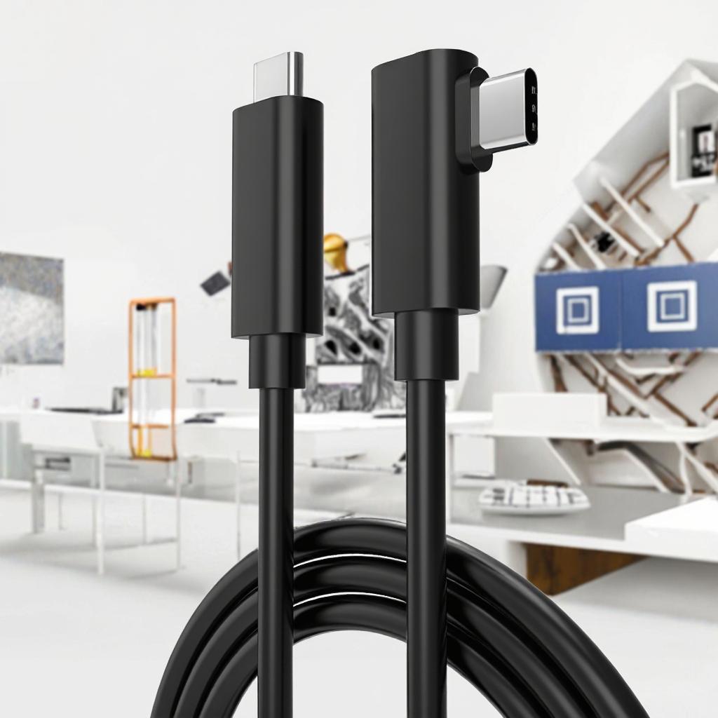 Black 16ft 5m Long Type C Link Cable Fast Charging 90 Degree Link Data Cable for VR Headset and Mobile Phone