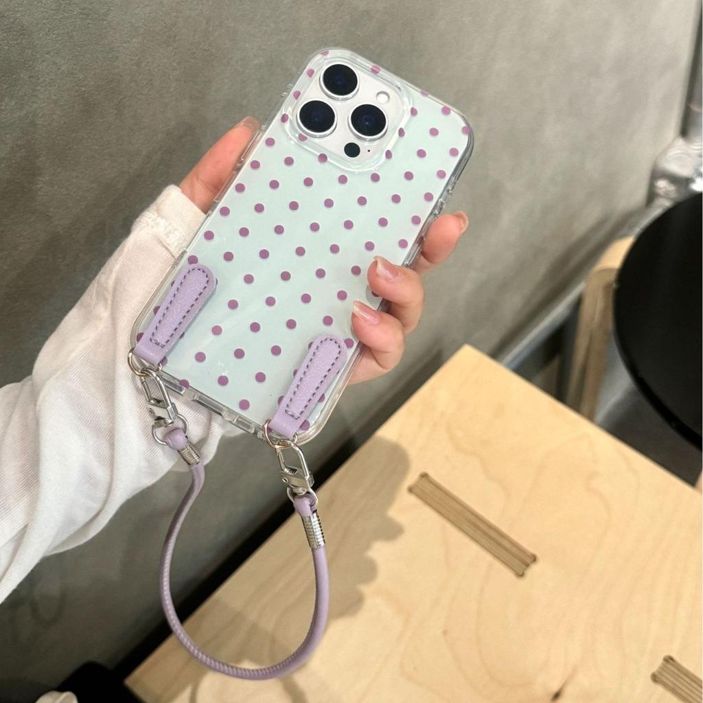 Gentle Polka Dots for iPhone 11promax Mobile Phone Case 11pro Niche 11 Anti-drop 11 Korean Belt Lanyard