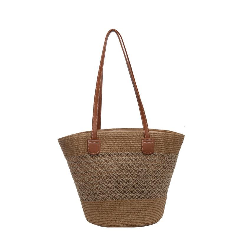

Летняя популярная отпускная овощная корзина плетеная сумка женская пляжная соломенная сумка модная универсальная дорожная сумка на плечо в виде ведра хаки