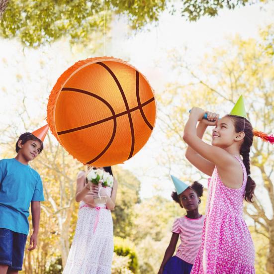 Kosárlabda Piñata Bekötött szemmel ütővel és konfettivel Kosárlabda Téma Party Kellékek Gyerekeknek Felnőtteknek Sport Születésnapi Party Ajándékok