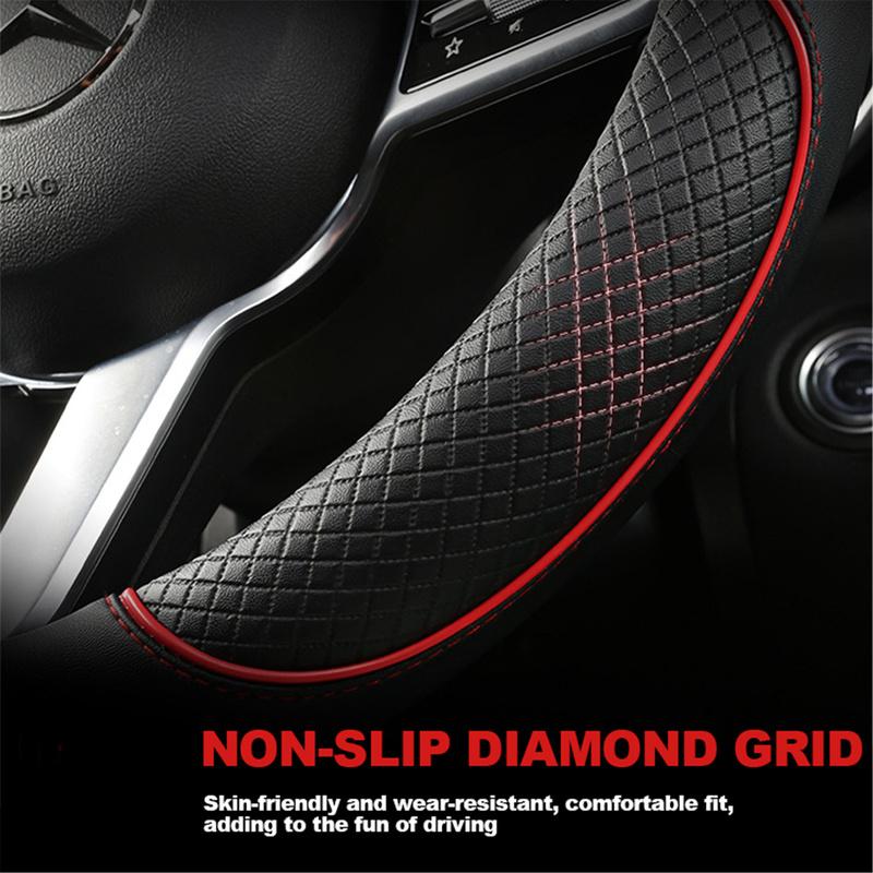 Universal 38cm PU Leather Steering Wheel Cover for Toyota RAV4 Corolla Camry Highlander Anti-Slip Breathable Easy tall 15Inch