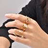 Luxury Adjustable Open Rings PVD Gold Plated Stainless Steel Zircon Geometric Rings for Women Stackable Jewelry Non Tarnish