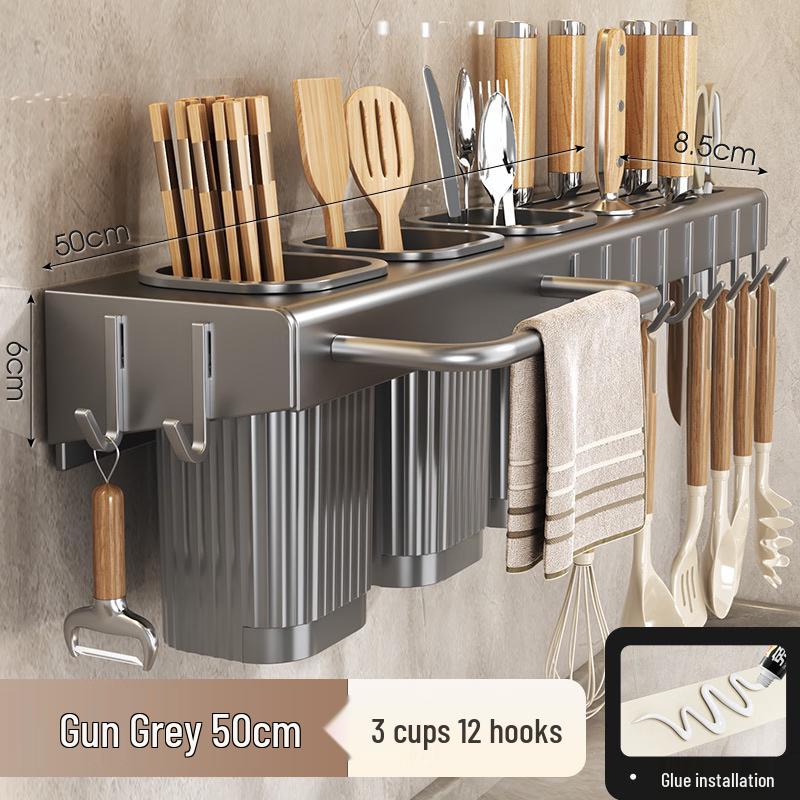 Wall-Mounted Kitchen Knife & Chopstick Holder