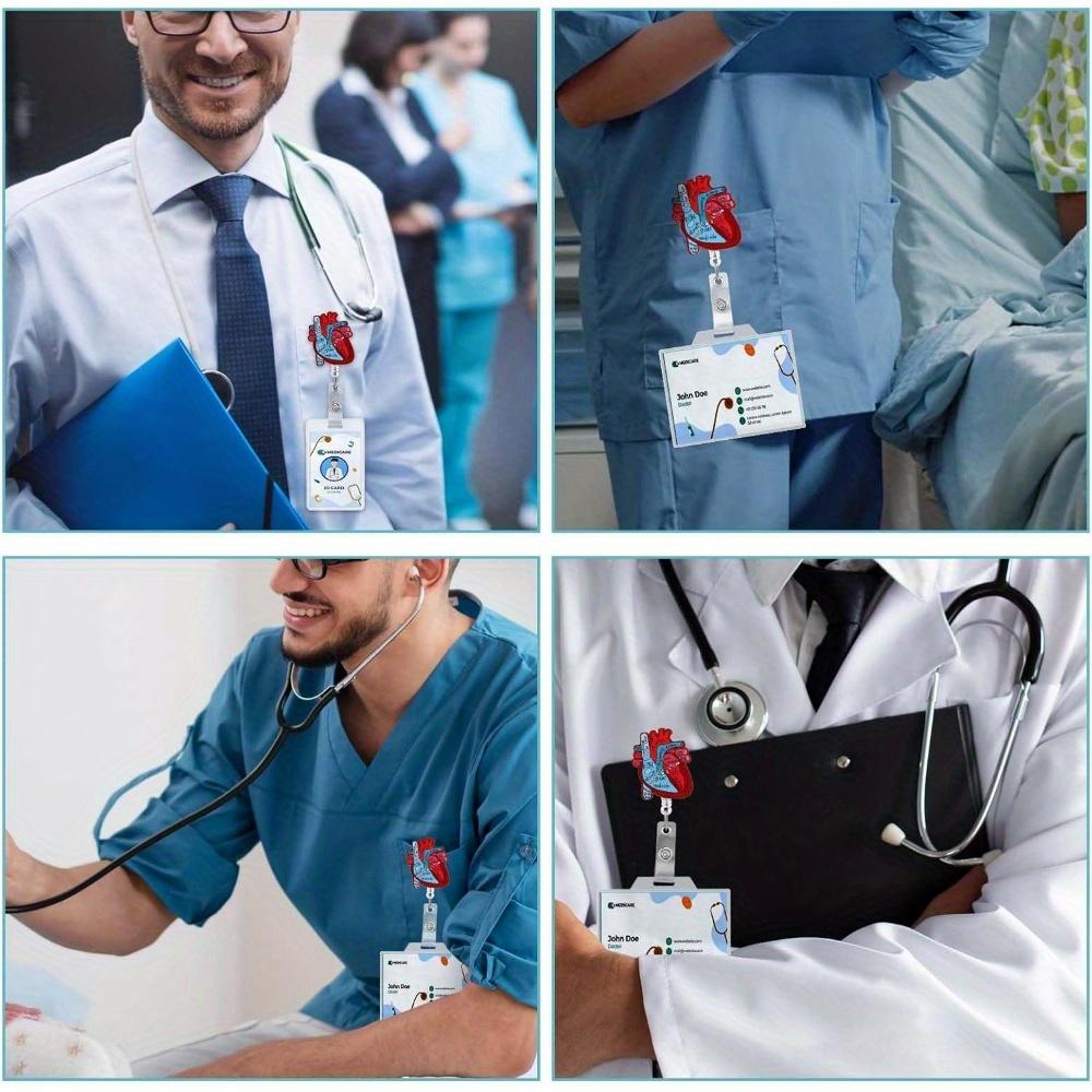 Cardiac Badge Reel. Heart-shaped Retractable ID Clip for Nurses, Doctors & Medical Staff.