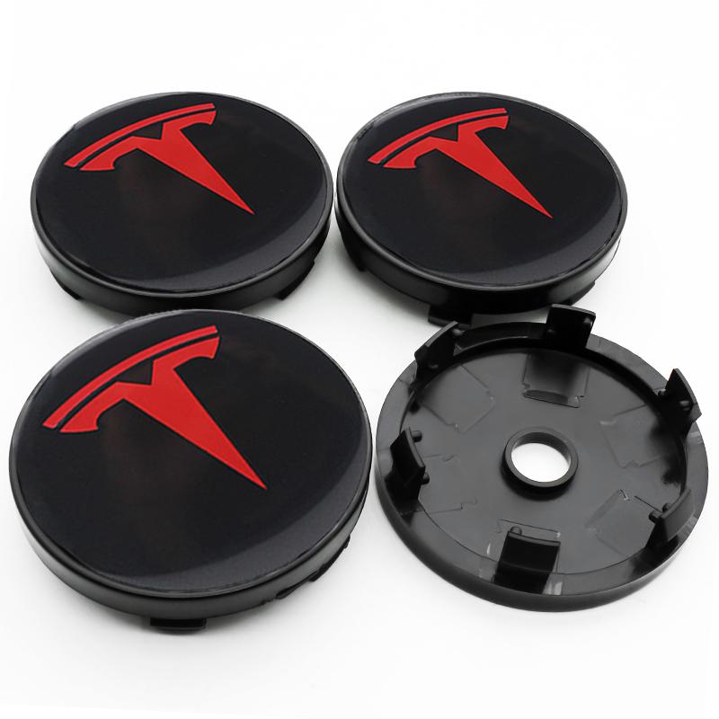 ALL1 4 Stück 56 60mm Auto Radnaben Kappe Reifenkappe 60mm Felgenabdeckung Aufkleber Abzeichen Emblem Zubehör Für Tesla Model 3 Model S X Model Y