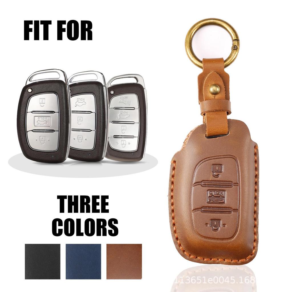 Premium Genuine Leather Key Case for Hyundai IX35, Sonata, Elantra, Verna, and Mistra - Protective Shell