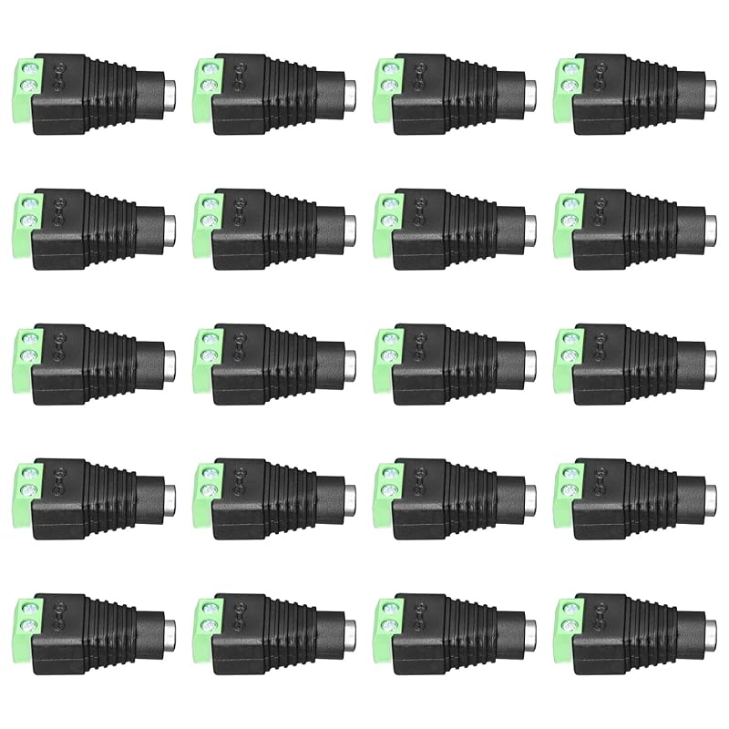 10 Pairs (10 X Male + 10 X Female) 12V 5.5mm X 2.1mm DC Power Jack Plug Adapter Connector for LED Strip, CCTV Security Camera, and More