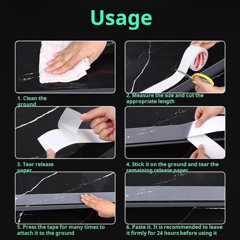 1 Roll 2.5cm x 5M Transparent Anti-Slip Safety Tape – Heavy-Duty PVC Waterproof Grip Tape for Stairs, Showers, Balconies