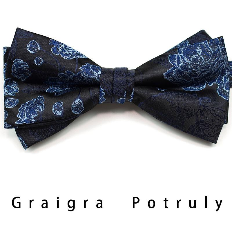 Men'S Formal Business Tie 8Cm Trend Ethnic Style Guochao Chinese Style Bow Tie Pocket Towel Set Retro Coffee