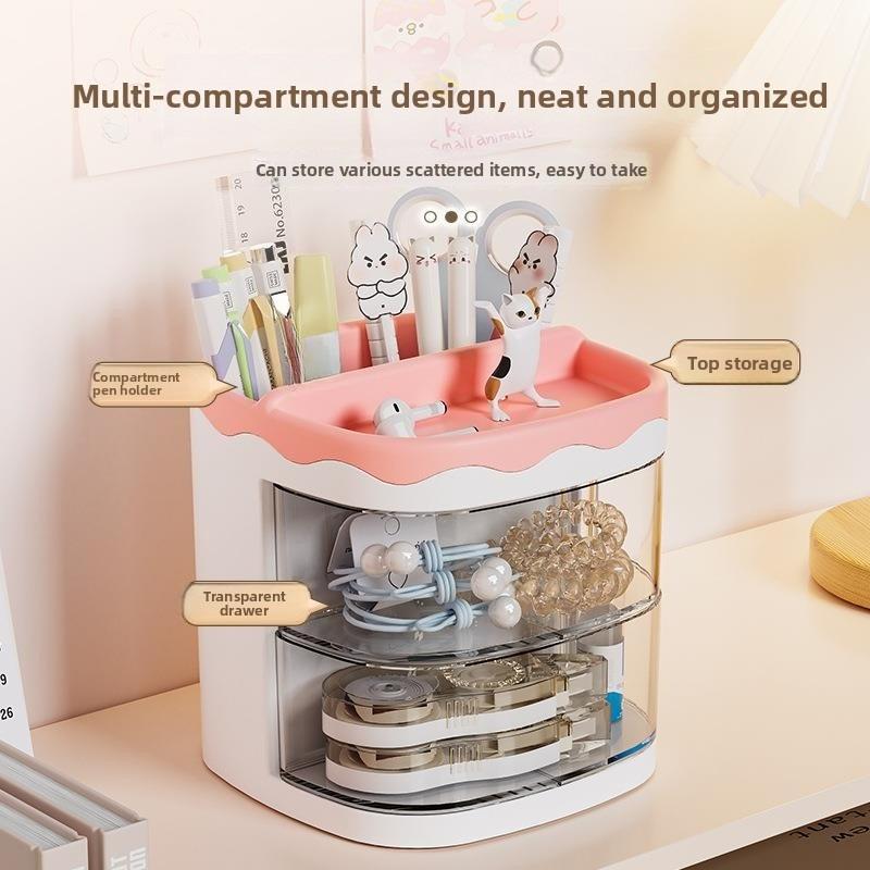 2 Layers Jewelry Organizer Plastic Transparent Hair Ring Display for Dressing Table Cute Children's Hair Accessories Storage Box