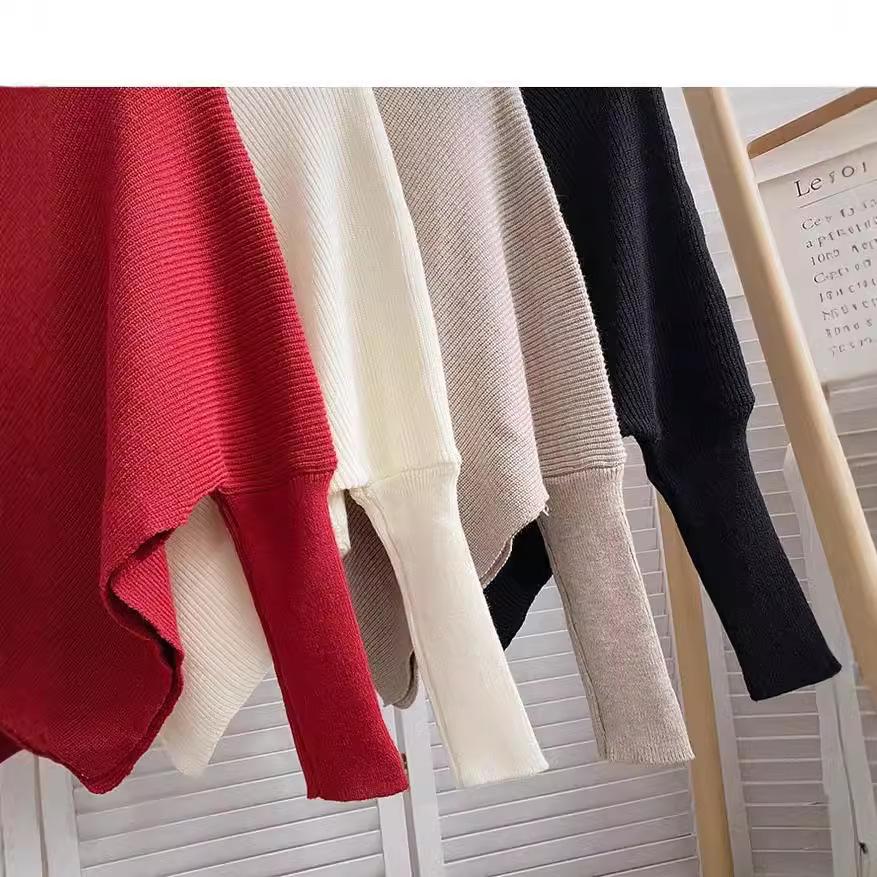 Women's Red High Collar Slim Knit Sweater - Autumn/Winter 2025 Korean Trend