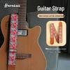 Ethnic Pattern Red Flower Guitar Strap - Durable, Load-Bearing Instrument Accessory (PO-003)